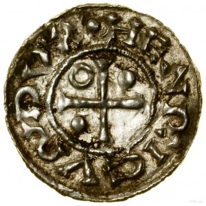 Denár, (985-995), Regensburg, mincovňa Ag; Av: kríž, v k...