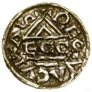 Denár, (985-995), Regensburg, mincovna Ag; Av: Kříž, v k...