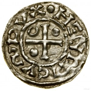 Denár, (985-995), Regensburg, mincovňa Ag; Av: kríž, v k...