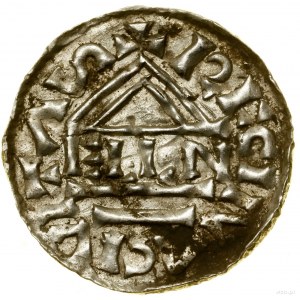 Denarius, (985-995), Regensburg, minter Aljan; Av: Cross, ...