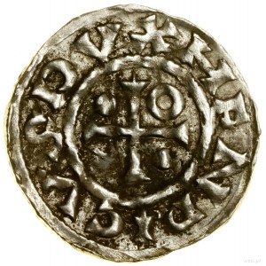 Denar, (985-995), Ratyzbona, mincerz Vald; Aw: Krzyż, w...