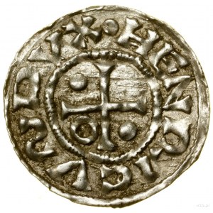 Denar, (985-995), Ratyzbona, mincerz Sigu; Aw: Krzyż, w...