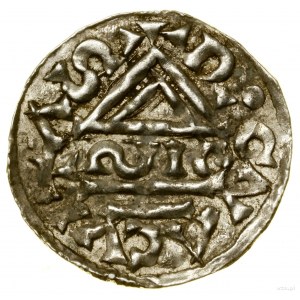 Denár, (985-995), Regensburg, mincovna Sigu; Av: Kříž, w...