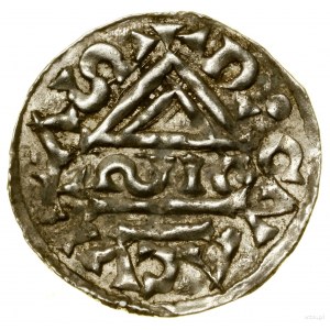 Denar, (985-995), Regensburg, Sigu minter; Av: Kreuz, w...