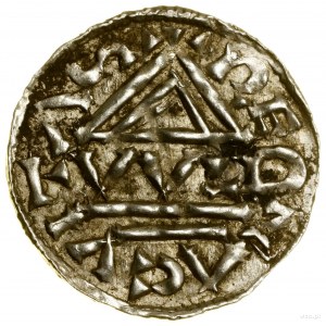 Denár, (985-995), Regensburg, minciar Vilja; Av: Cross, ...