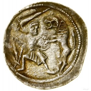 Denarius, (1138-1146); Av: Prince on throne with sword in l...