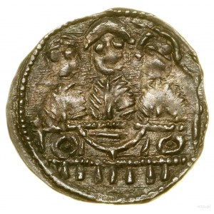 Denár, (1157-1166); Av: Polopostava vpředu, držící...