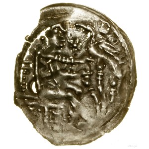 Półbrakteat, (1185-1194); Aw: Książę siedzący na tronie...