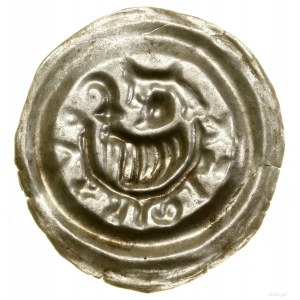 Brakteat, (po ok. 1220); Półpostać biskupa w prawo, trz...