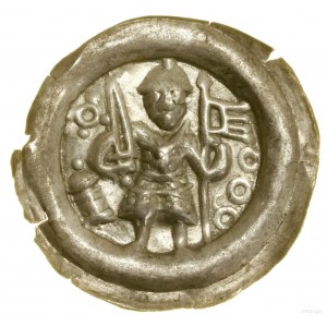 Brakteat, (after ca. 1220); Knight standing facing, three...