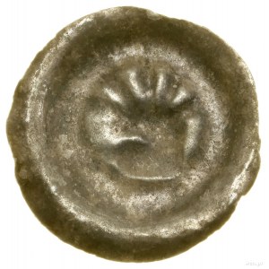 Brakteat, (1306-1314); Přilba vpravo, s chocholem z...