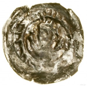 Brakteat, (začiatok 13. storočia); Korunovaná hlava oproti,...