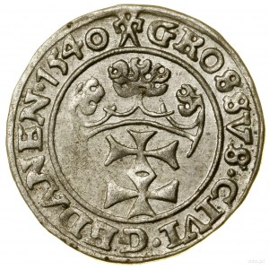 Grosz, 1540, Gdansk; on obverse end of PRV legend; B...
