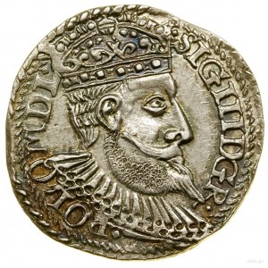 Trojak, 1598, Olkusz; duże popiersie władcy, w legendzi...
