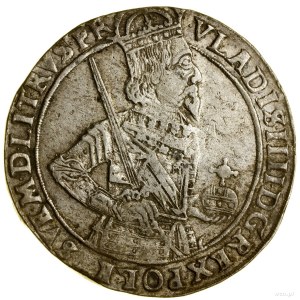 Thaler, 1633, Toruń; Av: Halbfigur des Königs, der eine Münze hält...
