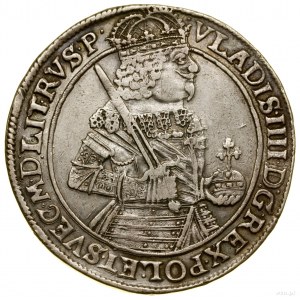 Thaler, 1642, Toruń; Av: Halbfigur des Königs, der eine Münze hält...