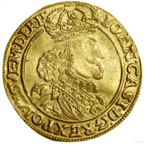 Dukát, 1654 AT, Poznaň; Av: poprsí krále s korunou v...