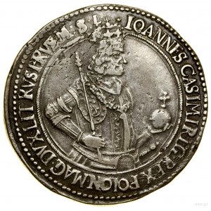 Thaler, 1649 AT, Kraków; Av: Half-figure of the king in an ornate ...