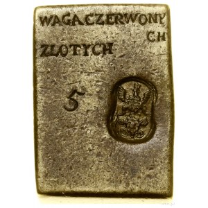 Coin weight of 5 ducats; In the rim an Eagle with...
