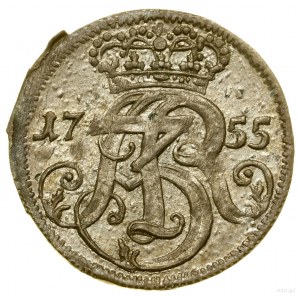 Trojak, 1755, Danzig; under the coat of arms of Danzig numeral III, var...