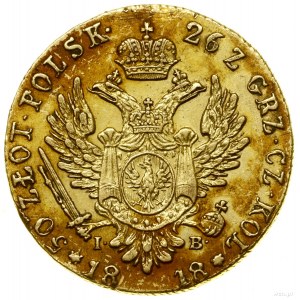50 zloty, 1818, Warsaw; Av: Tsar's head to the right and on the...