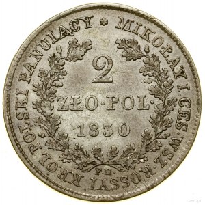 2 złote, 1830 FH, Warszawa; pod wieńcem z liści dębowyc...