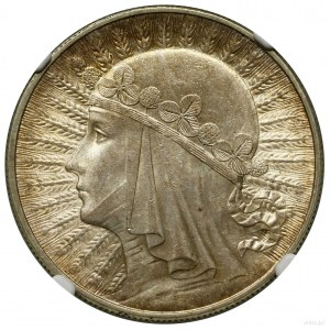 10 złotych, 1932, Warszawa; Głowa kobiety w czepcu - od...