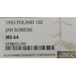 10 złotych, 1933, Warszawa; Jan III Sobieski - 250. roc...
