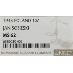 10 gold, 1933, Warsaw; Jan III Sobieski - 250th roc...