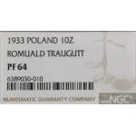 10 złotych, 1933, Warszawa; Romuald Traugutt - 70. rocz...