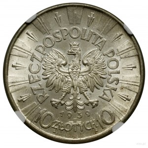 10 złotych, 1939, Warszawa; Józef Piłsudski; Kop. 3008,...