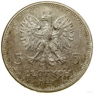 5 Zloty, 1930, Warschau; Nike; Kop. 2940 (R3), Parchi...