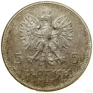 5 złotych, 1930, Warszawa; Nike; Kop. 2940 (R3), Parchi...