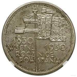 5 Zloty, 1930, Warschau; Banner - 100. Jahrestag der Machtübernahme...