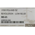 5 zloty, 1930, Warsaw; Banner - 100th Anniversary of Powstan...