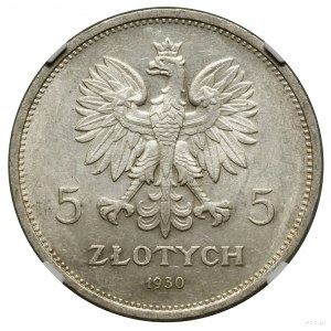 5 zlotých, 1930, Varšava; Banner - 100. výročí Powstan...