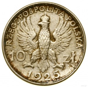 10 złotych, 1925, Warszawa; popiersie kobiety i mężczyz...