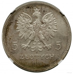 5 złotych, 1930, Warszawa; Sztandar - 100-lecie Powstan...