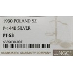 5 zloty, 1930, Warsaw; Banner - 100th Anniversary of Powstan...