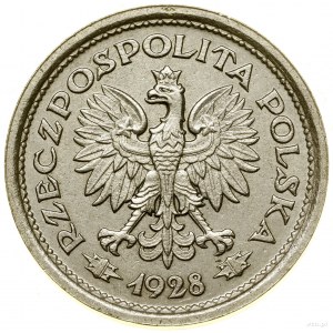 1 złoty, 1928, Warszawa; nominał w wieńcu dębowym, bez ...