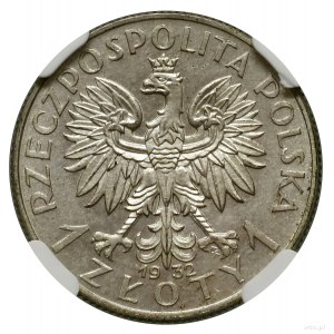 1 złoty, 1932, Warszawa; Głowa kobiety w czepcu w lewo,...