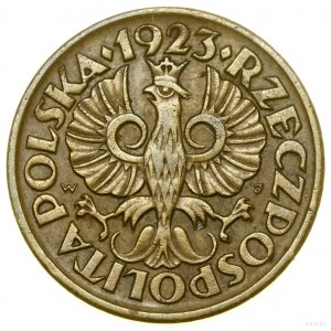 5 groszy, 1923, Warszawa; na rewersie data 12 IV 24 i m...