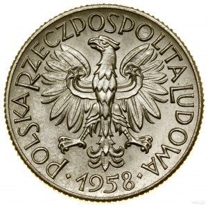 1 złoty, 1958, Warszawa; Kłosy zboża na obwódce, na rew...