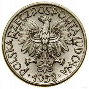 50 groszy, 1958, Warszawa; Dwie wiązki kłosów zboża, wy...
