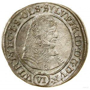 6 krajcarów, 1674 SP, Oleśnica; litery S P po bokach Or...