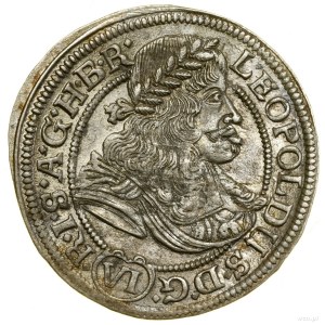 6 krajcars, 1674 SHS, Wrocław; Interpunktion in Form von r...