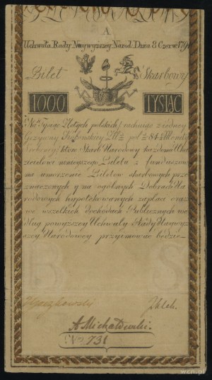 1.000 złotych polskich, 8.06.1794; seria A, numeracja 7...