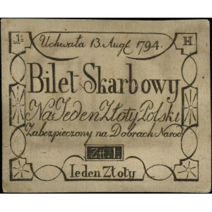 1 Polish zloty, 13.08.1794; letter H; Lucow 42 - but ni...