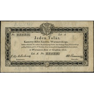 1 Taler, 1.12.1810; Unterschrift des Kommissars: J. Nep. Malachows...