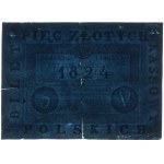 5 zlatých, 1824; podpisy: Czarnecki SK / Teofil Szy...